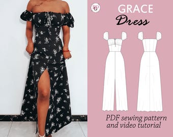 Grace Milkmaid Dress Sewing Pattern: Maxi Sundress (PDF Pattern)