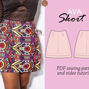 AVA skort/skirt sewing PDF pattern, mini skirt pattern, shorts sewing pattern, skort sewing pattern, digital pdf sewing pattern