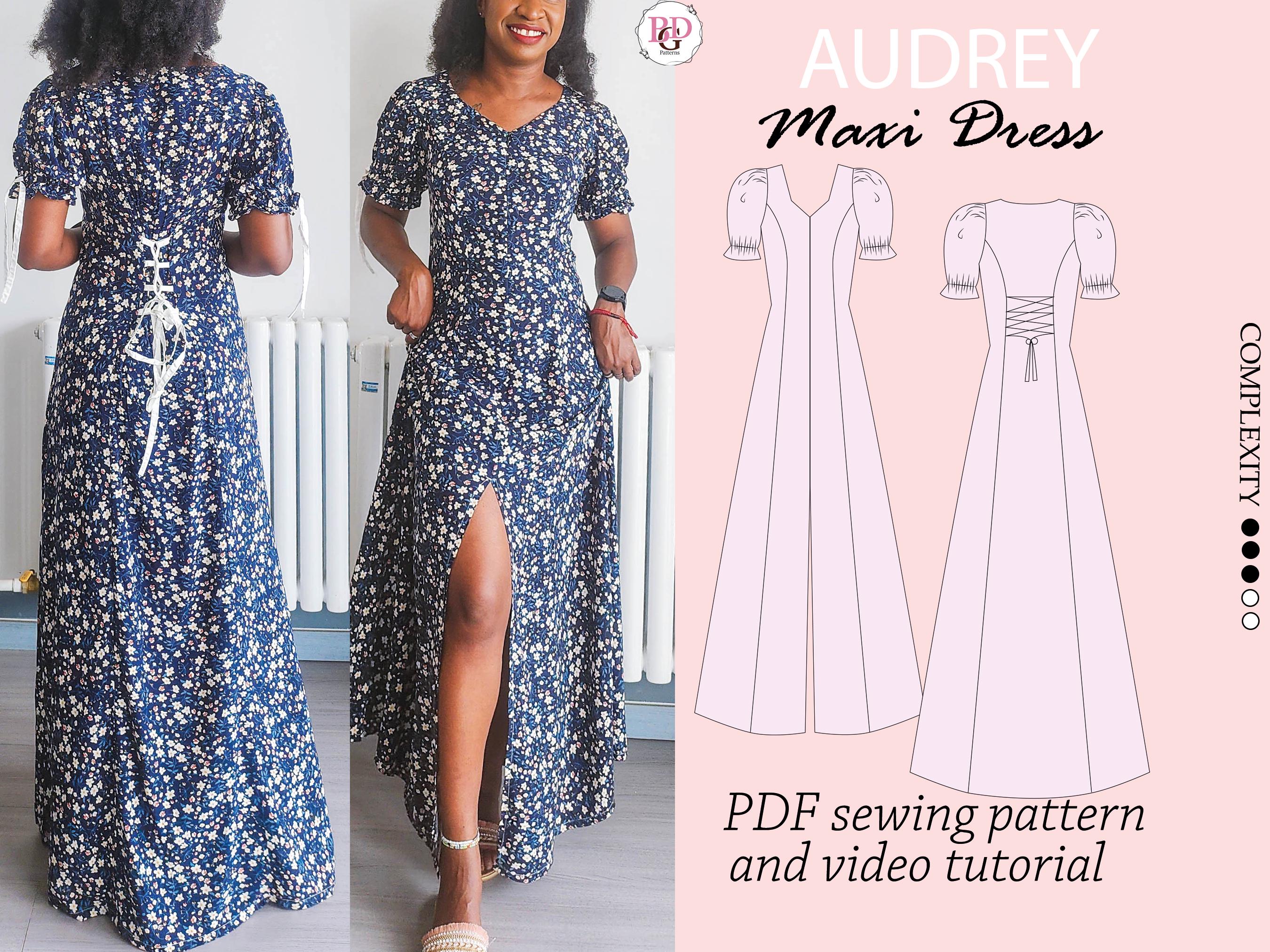 AUDREY Maxi Dress Sewing PDF Pattern, Sewing Pattern for Women, Dress PDF  Pattern, Sewing Pattern - Etsy UK