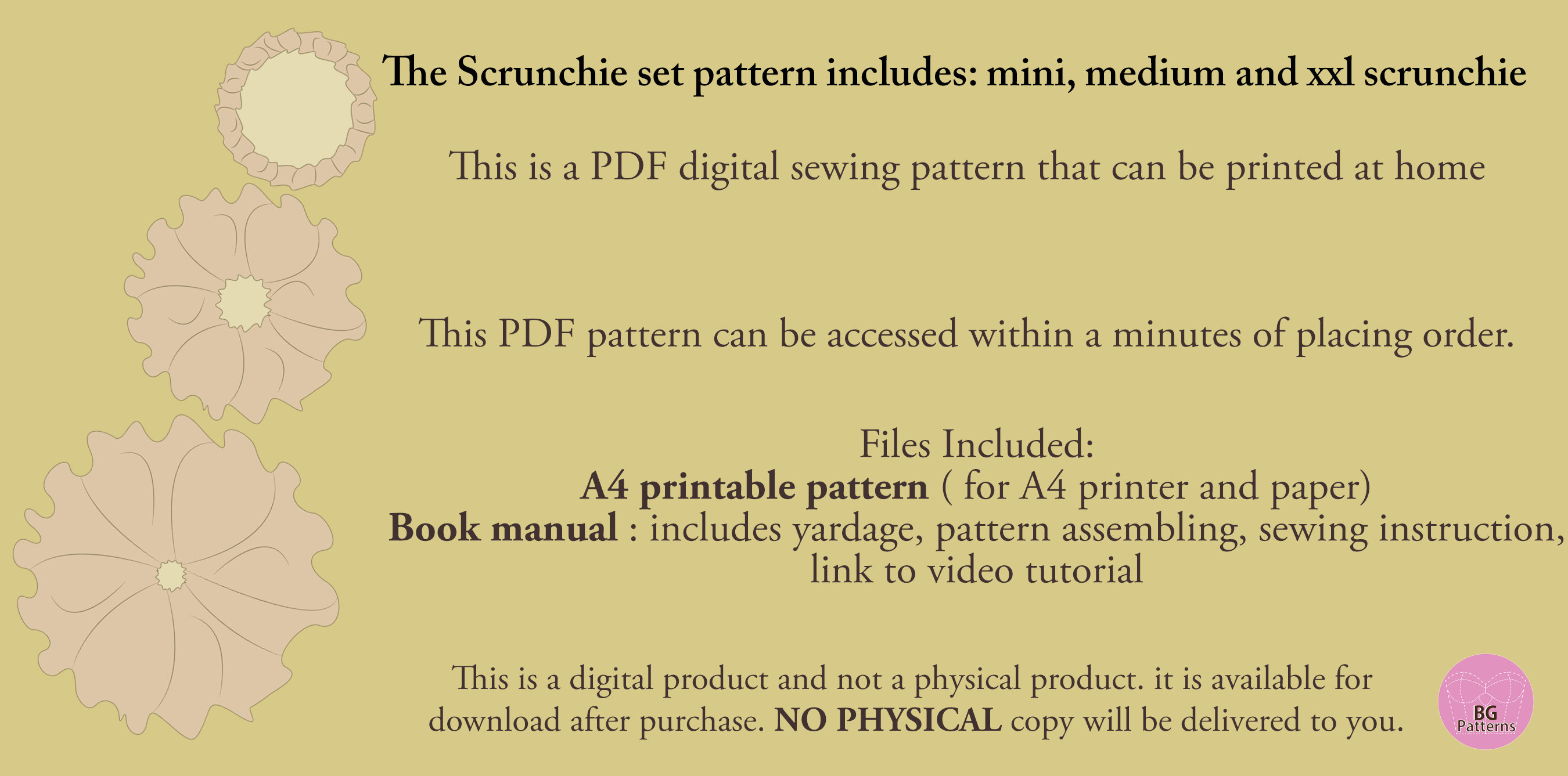 Scrunchie Sewing Pattern, Scrunchie Sewing Pdf Pattern, Easy DIY Hair ...