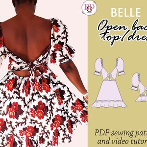 Patrón de costura del vestido de verano con espalda abierta BELLE - patrón en pdf