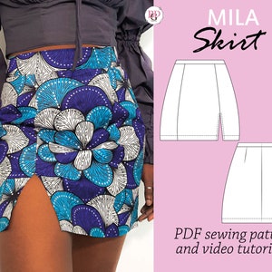 MILA mini skirt sewing pdf digital pattern, summer skirt PDF sewing pattern, autumn skirt sewing pattern
