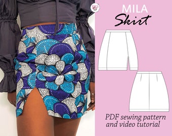 MILA mini skirt sewing pdf digital pattern, summer skirt PDF sewing pattern, autumn skirt sewing pattern