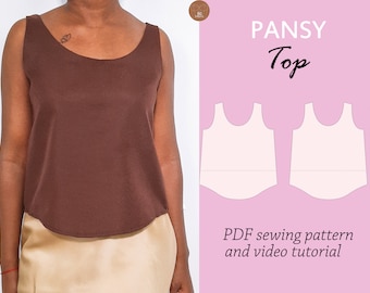 PANSY camisole top sewing pattern, tank top sewing pdf pattern, summer top pattern, sleeveless top sewing pattern,digital pdf sewing pattern