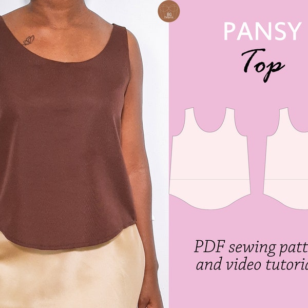 PANSY camisole top sewing pattern, tank top sewing pdf pattern, summer top pattern, sleeveless top sewing pattern,digital pdf sewing pattern