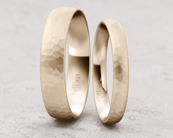 Rose gold hammered wedding rings – Handmade wedding rings with a hammered surface