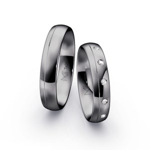 Tantalum Wedding Rings with Diamonds // Tantalum Wedding Band // Dark Wedding Rings