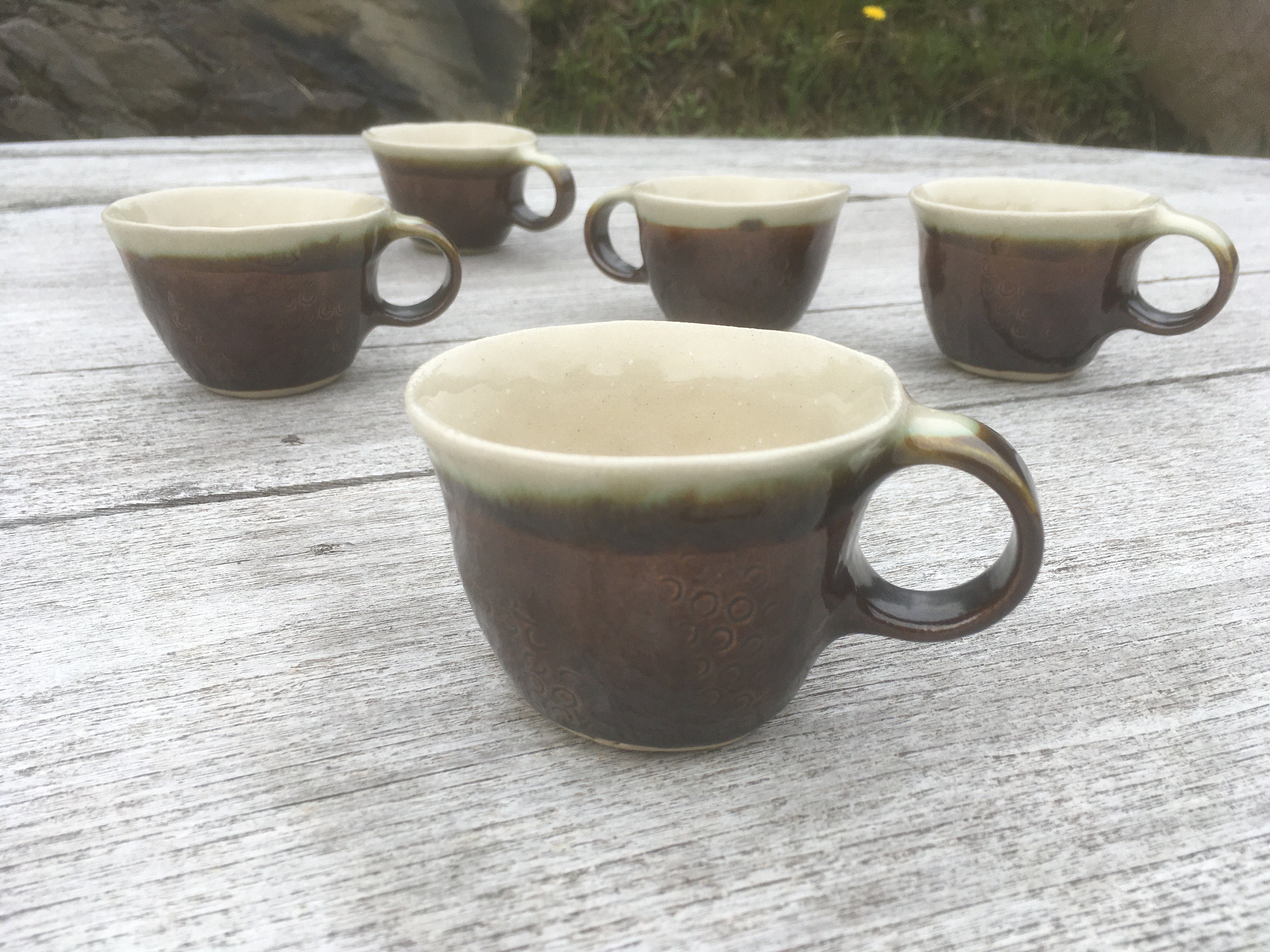 KIVY 3 oz espresso cups set of 4 - Italian style espresso cups and saucers  - Stoneware espresso