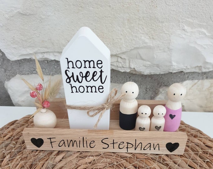 Personalisiertes Geschenk Familie mit Holzfiguren und Etsy.de
