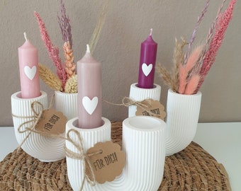 U-Form Vase mit Kerze | Dekovase | Kerzenhalter U-Form | Nordic Design | Vase für Trockenblumen | Geschenk Geburtstag