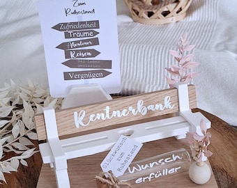 Geschenkset Rente |  Rentnerbank | Geldgeschenk Ruhestand |Abschiedsgeschenk Kollege Kollegin zum Ruhestand