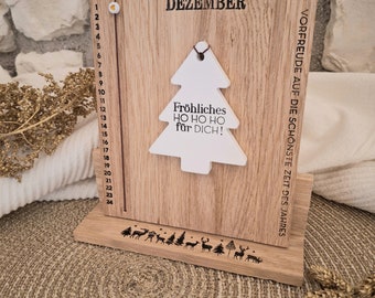 Weihnachtscountdown für Groß und Klein mit Holzaufsteller/ Adventskalender Holz/Adventskalender zum Schieben/Geschenkidee Holz/ Wohndeko