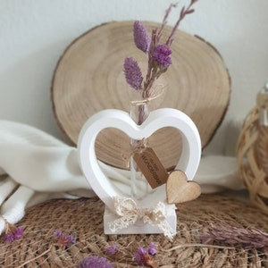 Vase Raysin mit Reagenzglas & Trockenblumen/Herzvase/Geschenk Muttertag/Valentinstag/Geburtstag/Hochzeit/Wohndeko Bild 2