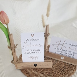 Kartenhalter aus Holz mit Reagenzglas | Postkartenhalter | Fotohalter | Tischdeko