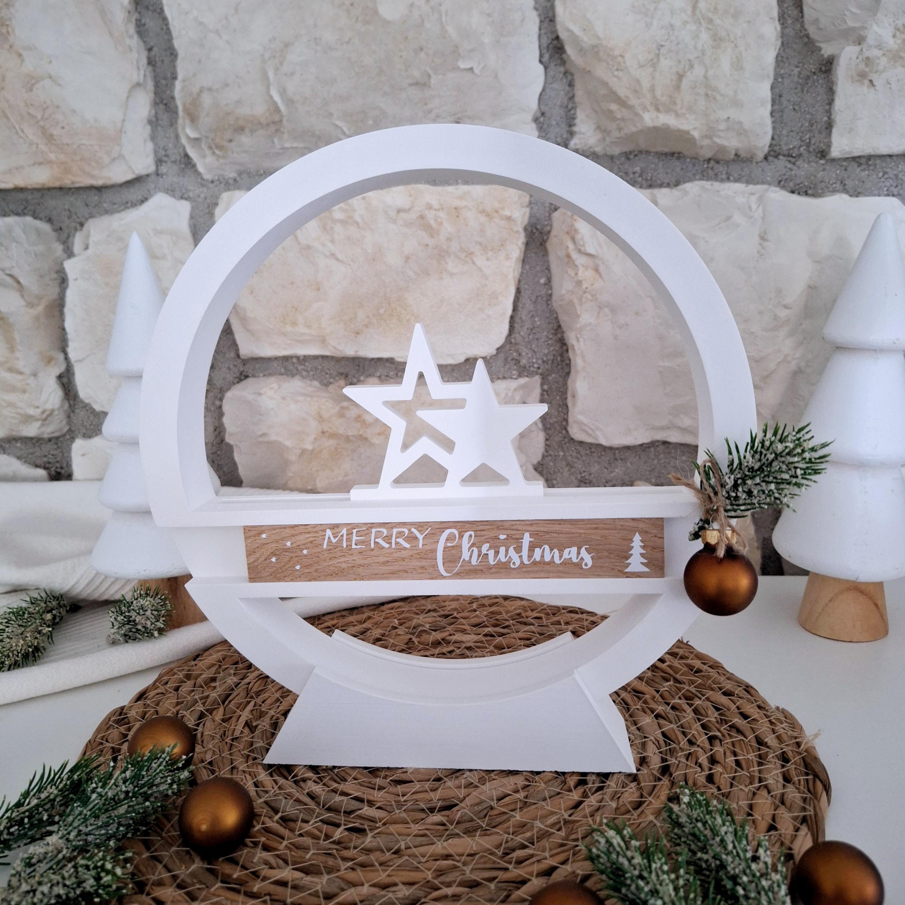 Weihnachtsdeko Loop | Dekoring | Handgemachte Winterdeko mit Stern und Tannenzweig | Tischdeko Weihnachten | Skandi Stil