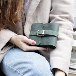 Cartera de mujer, cartera de hombre, monedero de cuero, clip para billetes, regalo de dama de honor, porta billetes, monedero, cartera triple, cartera personalizada