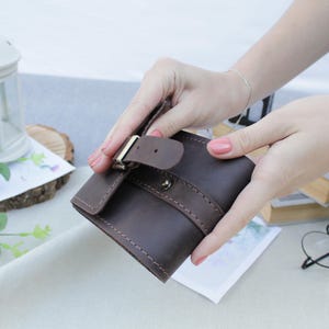 Cartera de cuero, tarjetero, monedero, billetera triple, billetera minimalista pequeña para mujer, monedero bonito, bolso bandolera.