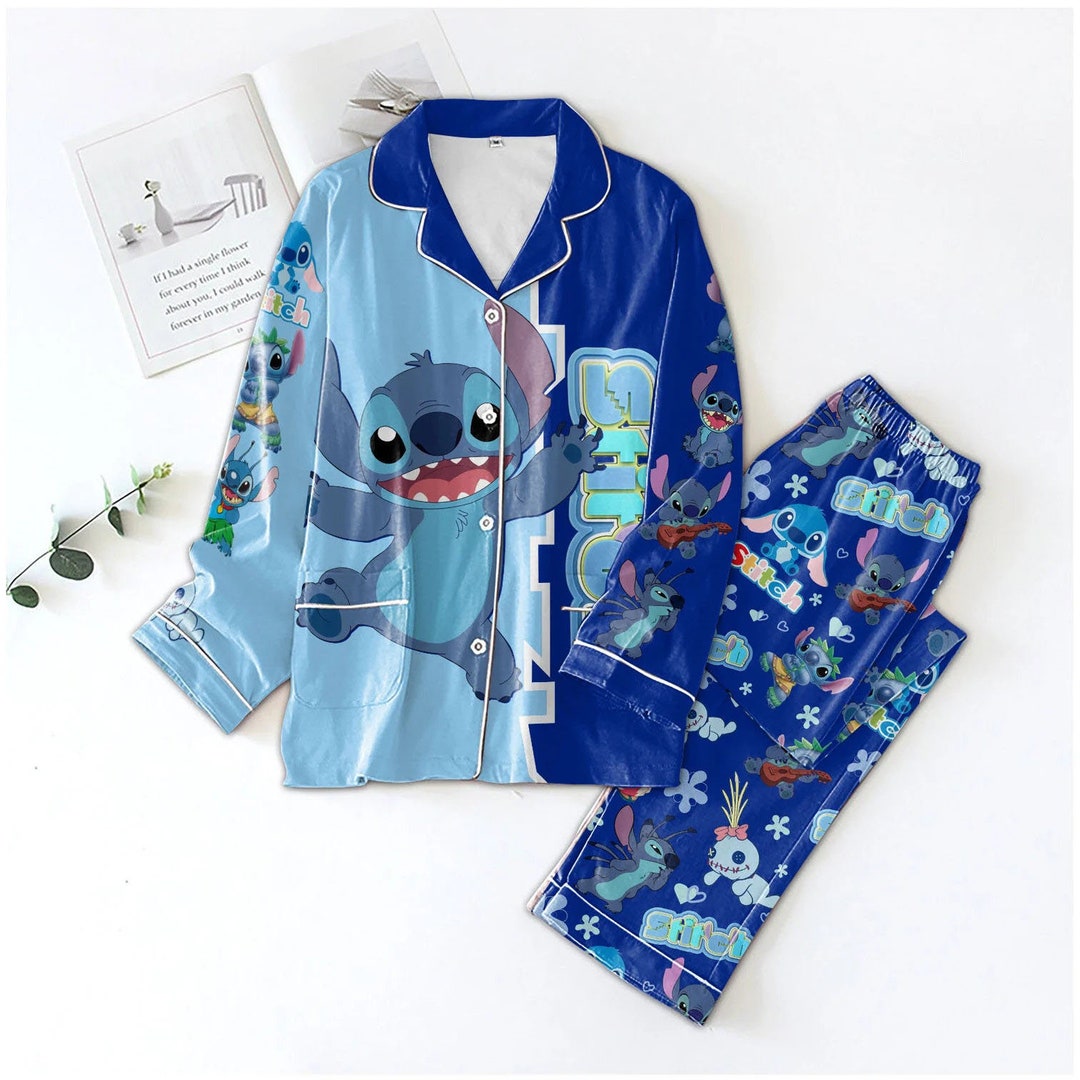 Disney Stitch Pajamas Set Cute Stitch Pajamas Set Stitch Etsy