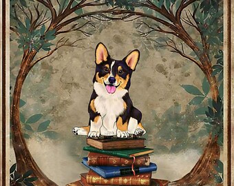 Corgi SitTing On The Books – A Woman Cannot Survive On Books Alone, She Also Needs A Corgi poster wall art home-decor