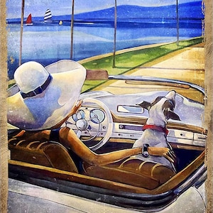 Driving With Dog, Car Dog Lover - And She Lived, Happily Ever After poster wanddecoratie voor aan de muur