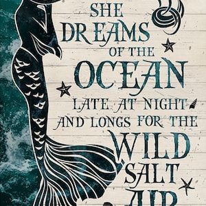 Mermaid She Dreams The Ocean Vintage poster wall art home-decoration