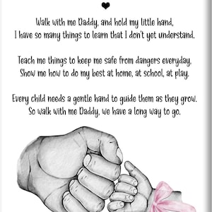 Poema de papá niña, regalo personalizado impresión manos puño arco cartel, regalos del día del padre de bebé hijo hija, padre hijo poema personalizado impresión