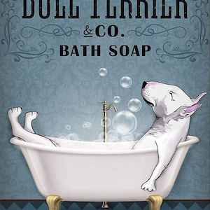 Sabonete de banho Bull Terrier estabelecido Lave suas patas pôster arte de parede decoração de casa