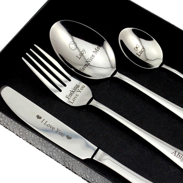 Customized Knife Spoon Fork Set, Adult Custom Engraved Flatware, Stainless Steel Spoon Fork, Personal Gifts for Friends,Cutlery forks set