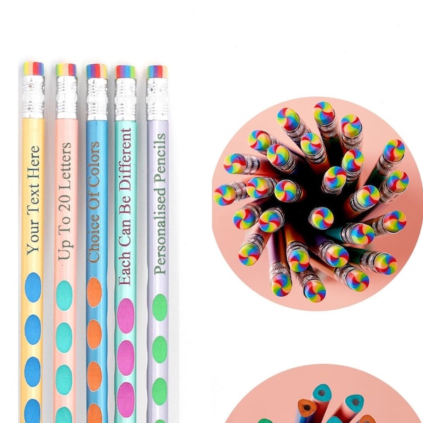 Ensemble de crayons personnalisés - Crayons de nom triangulaire personnalisés, imprimés avec votre propre message, cadeau du premier jour d’école, crayons personnalisés pour enfants