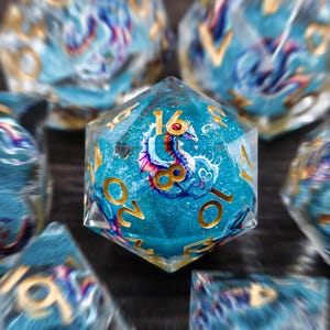 Dragon Liquid Core dnd dice set for role playing games, Christmas Gifts, Liquid Core Dice Set for Dungeons and Dragons, RPG Dice