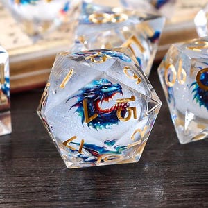 Dragon Liquid Core dnd dice set for role playing games, Christmas Gifts, Liquid Core Dice Set for Dungeons and Dragons, RPG Dice