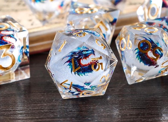 Dragon Liquid Core dnd dice set for role playing games, Christmas Gifts, Liquid Core Dice Set for Dungeons and Dragons, RPG Dice