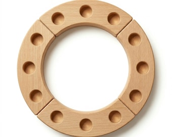 GLOWYBOX® Birthday Ring Candle Wreath Wooden Wreath Children's Light-Colored Birthday Table Decoration Small Candle Ring Seasonal Ring Wooden Ring 1 Piece