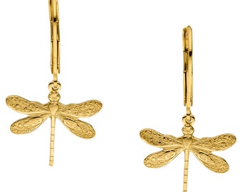 Dragonfly earrings 14 ct gold plated, handmade in Germany//Dragonflies available exclusively at GLOWYBOX. Dragonfly height approx. 1.5 cm