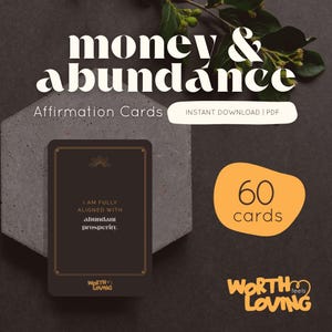 Afirmaciones de dinero para abundancia y riqueza / Manifestar dinero, alcanzar la libertad financiera, Tarjetas de afirmación de abundancia