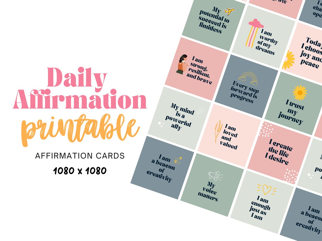 Daily Affirmation Cards, Vision Board, Printable Affirmation Cards ...
