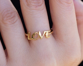 Love Ring 14k Gold, Handcrafted 925 Sterling Silver Love Band, Handmade Love Jewelry Piece, Handmade Jewelry, Gift for Mother Day, Mom Gift