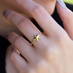 14K Gold Star Ring, Dainty Star Ring, Golden Ring, Galaxy Ring, Delicate Star Ring, Gift for Her. , Gift for Mother Day, Mom Gift