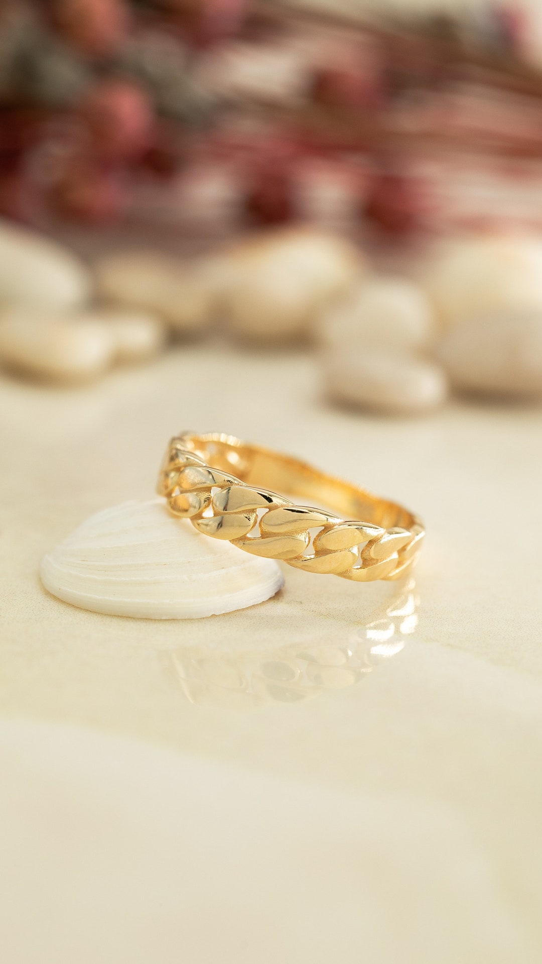 Elegant 14K Gold Basket Weave Wedding Band, Handcrafted Knitting Design