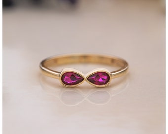 Natural Diamond Ruby Gold Ring,14K Solid Gold Rings, Minimalist Gold Ring, Everyday Women Ring, Gift for Mother Day, Mom Gift