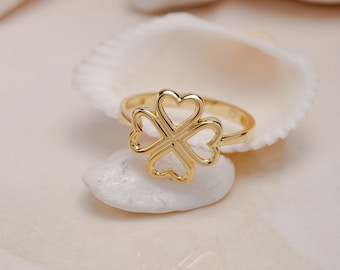 Four Leaf Clover Ring, Handmade Jewelry for Good Fortune,  Clover Leaf  Ring, Artisan Crafted Lucky Charm Ring, Gift for Mother Day