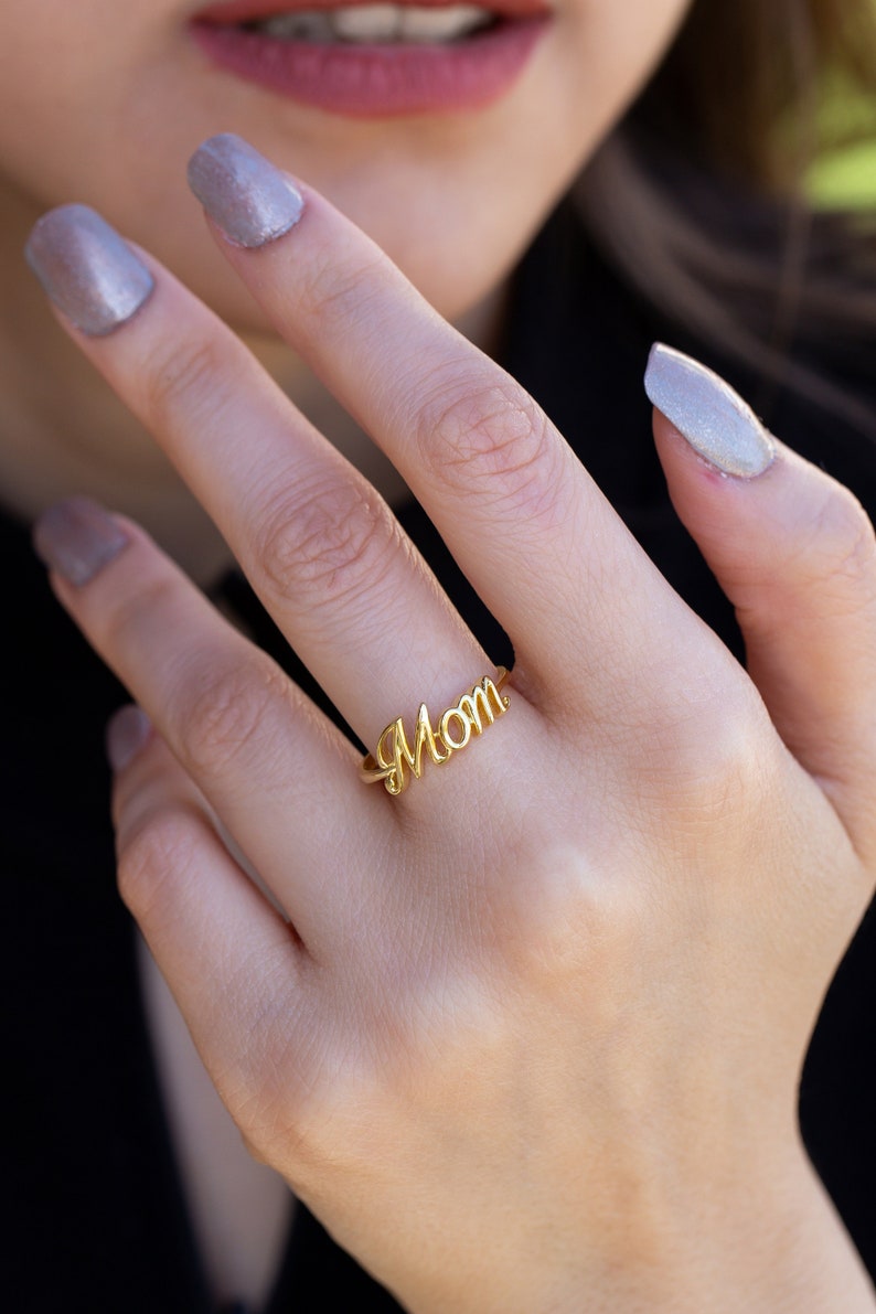 Exquisite 14K Gold Mother's Ring, a Meaningful Gift for Moms, Family Jewelry in 925 Sterling Silver, Gift for Mother Day, Mom Gift image 3