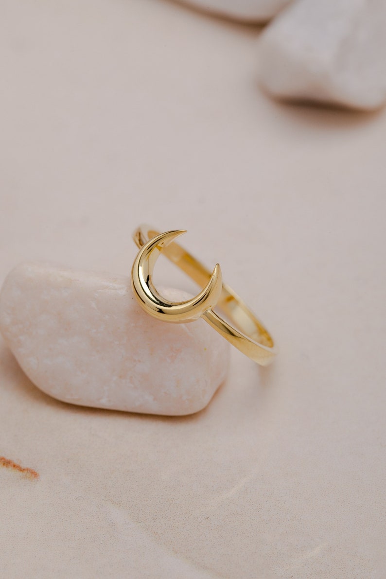 Delicate celestial moon ring in a minimalist style