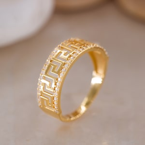 14K Golden Hieroglyphs Ring, Special Design Ring, Hieroglyphs Ring, Mini Golden Ring, Hieroglyphs Ring, Gift for Mother Day, Mom Gift 画像 6
