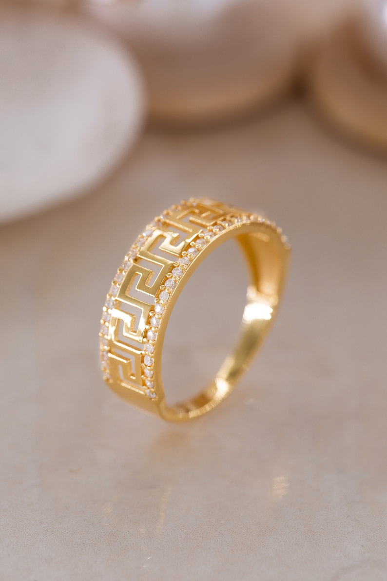 14K Golden Hieroglyphs Ring, Special Design Ring, Hieroglyphs Ring, Mini Golden Ring, Hieroglyphs Ring, Gift for Mother Day, Mom Gift 画像 6