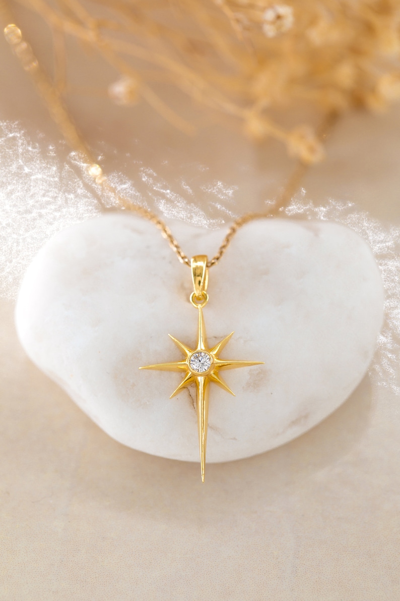 Celestial Star Necklace, Astronomical Jewelry, Sunburst Pendant, Silver Space Traveler, Sky Star Charm, Gift for Mother Day, Mom Gift image 5