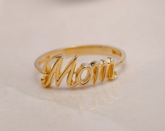 14k Gold Mom Ring, Mothers Day Ring, Gift For Mothers, Handmade Ring, Mothers Ring, Statement Rings, Gift for Mother Day, Mom Gift