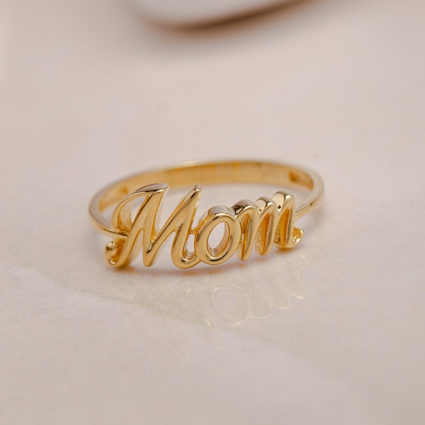 14k Gold Mom Ring, Moederdag Ring, Cadeau voor moeders, handgemaakte ring, Moeders Ring, Statement Ringen, Cadeau voor Moederdag, Moeder Cadeau