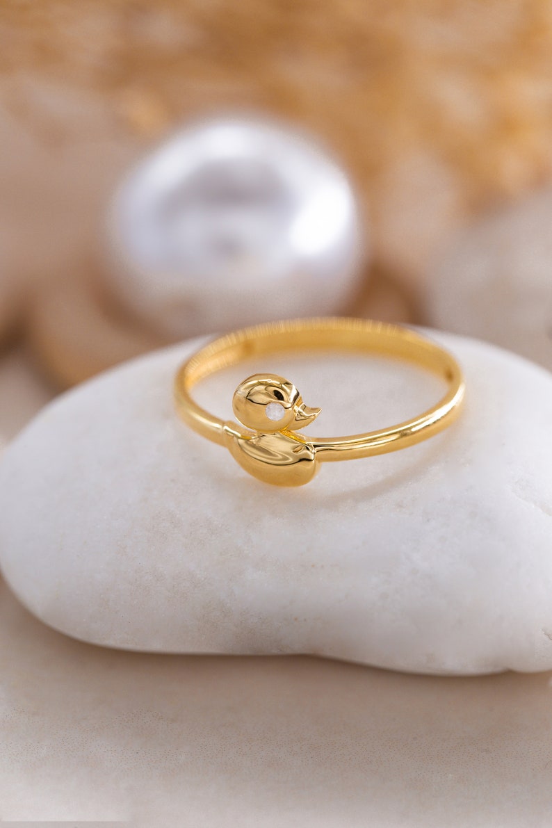 Valentines Gift14K Golden Duck Ring, Bird Ring, Duck Ring, Mini Duck Ring, Minimalist Duck Ring, Gift for Mother Day, Mom Gift image 7
