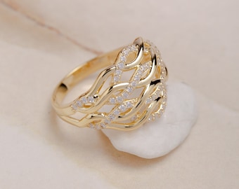 Handcrafted Double Braided Ring in 14K Solid Gold, Twisted Band, Stackable 925 Sterling Silver Ring, Women's Twist Ring, Mother Day Gift